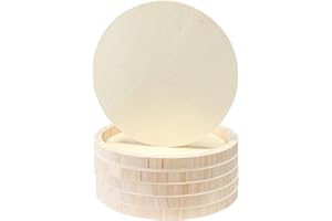 CREGUGUA 12 Inch 6 Pack Wood Art Panels Round Shaped Unfinished Wooden Canvas Panels Round Crafts Wood Plate Round Wooden Frame Oil Pouring Acrylics Painting