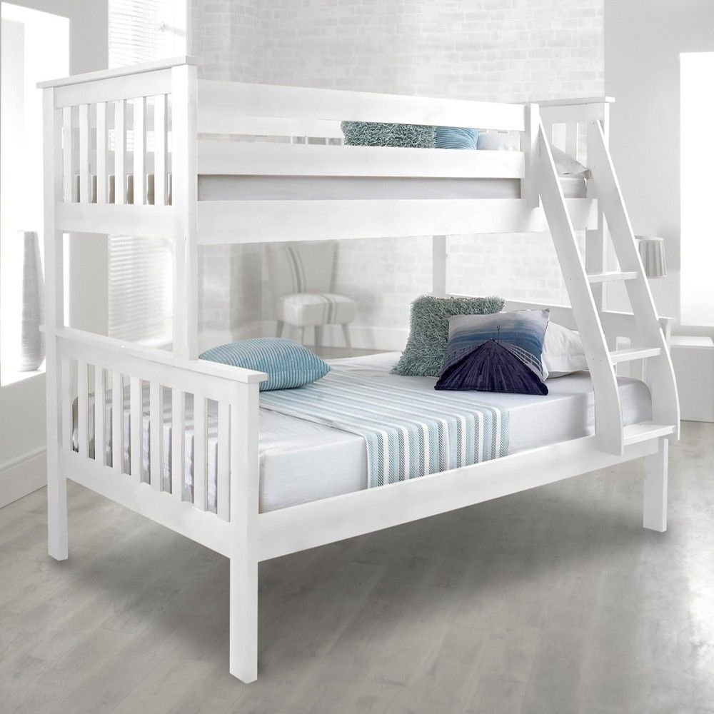 Happy Beds Bunk Bed Atlantis Pinewood White Triple Sleeper Quality