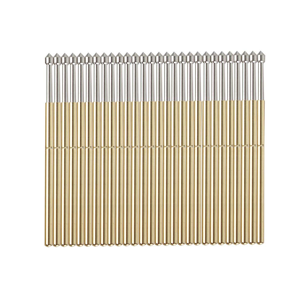 100Pcs P100-E2 Spring Test Probe Round Pogo Pin for PCB Board Testing 1.5mm Diameter Contact Metal Pressure Probes Detection Needle Pin Tools for Circuit Board Repair
