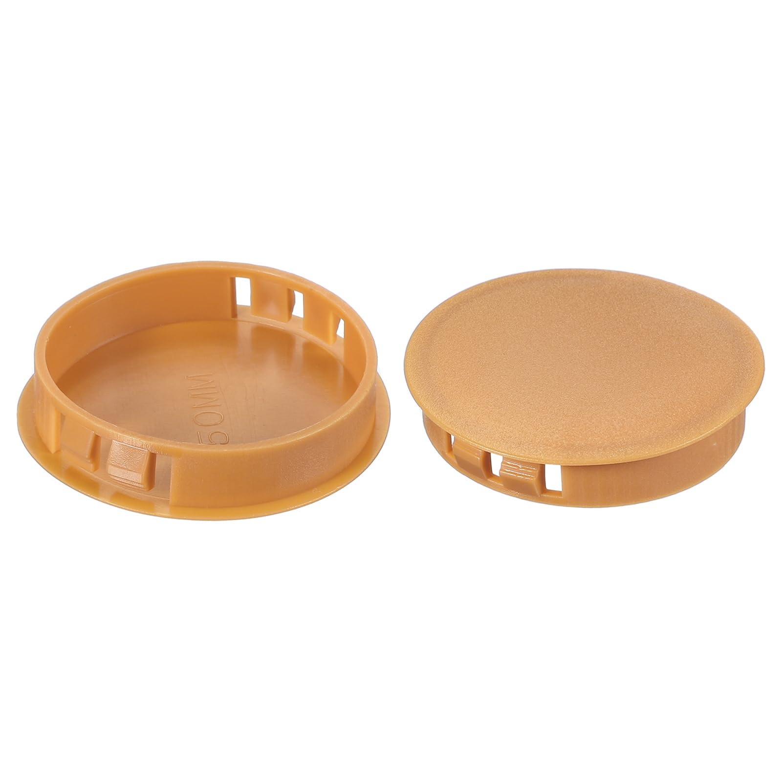 PATIKIL 2"/50mm Plastic Hole Plugs, 20Pcs Flush Type Round Hole Plugs Cover Snap in Locking Hole Tube for Table Kitchen Cabinet Furniture, Orange-yellow