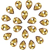 SWTHONY 13x18mm Crystal Teardrop Big Rhinestones Pointback Gem Stones for Crafts Jewelry Making Shoes Dress Glass Beads 56pcs Yellow