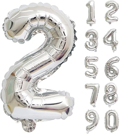 Amazon Lausatek バルーン アルミ風船 シルバー 数字2 ナンバー 40インチ 大きい 誕生日 ハッピーバースデー 飾り付け ウェディング 記念日 パーティー 約90cm 数字2 おもちゃ おもちゃ