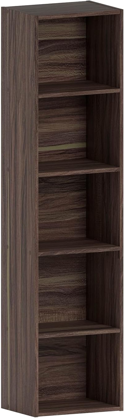 Vida Designs Oxford 5 Tier Cube Bookcase Walnut Wood 5 Shelf Storage