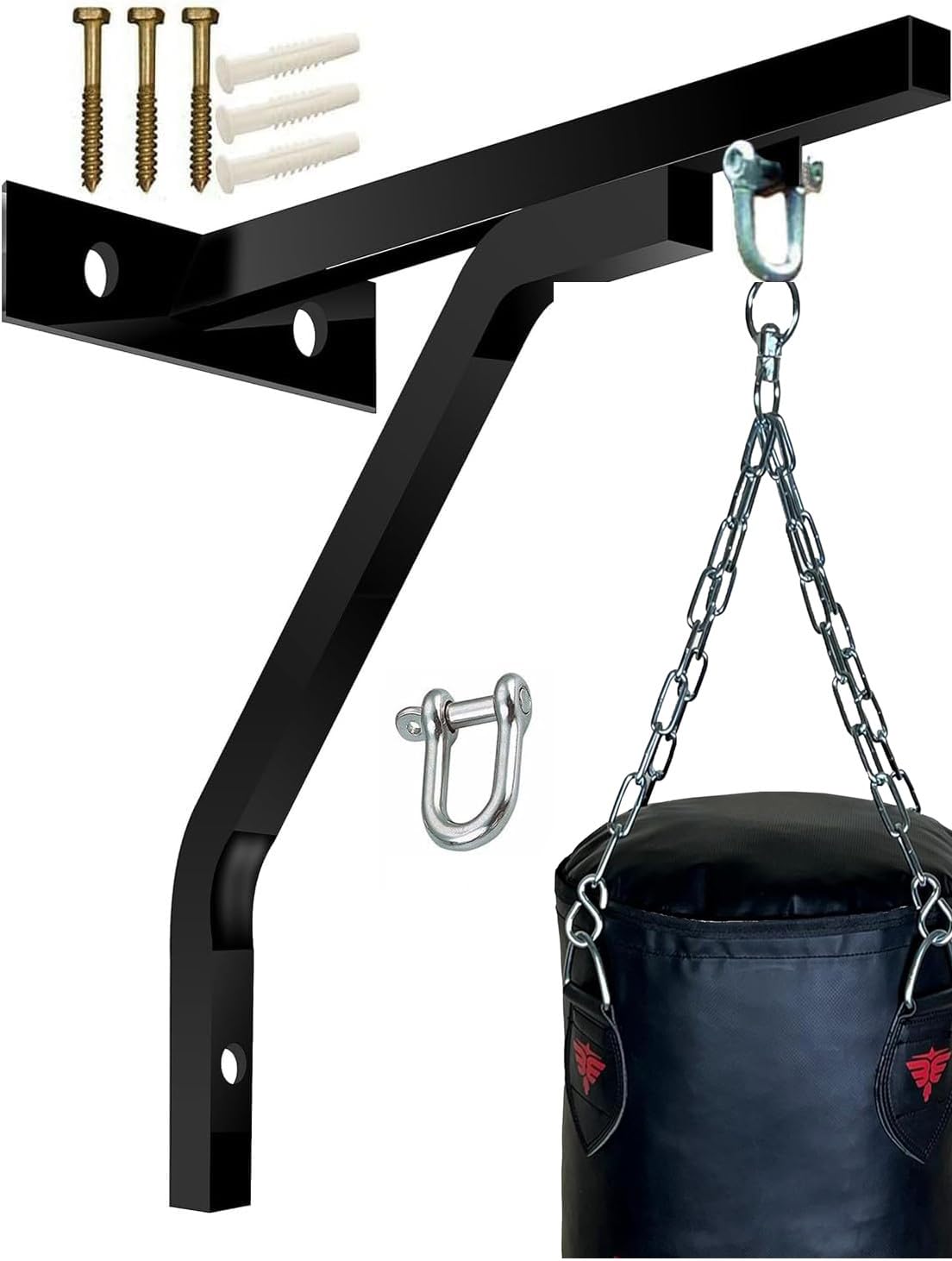 Punch Bag Wall Bracket Hanger Heavy Duty Training Hanging Stand Punching Bag, Speedball Holding D-Shackle Swivel