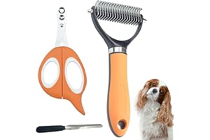 ETIAL Professional Dematting Comb with 2 Sided 17+9 Precision Teeth | Ideal Deshedding Tool, for Long & Short Haired Pets | Dual Holes Nail Clippers for Dogs and Cats for Beginning Trimmers