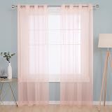 Deconovo Net Curtains Eyelet Voile Panels 55 x 102 Pink 1 Pair view 2