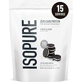 Isopure Zero Carb Whey Isolate Protein Powder, Cookies &amp; Cream 1 LB | 25g Protein Per Serving, 100% Whey Protein Isolate, Gluten Free, with Added Vitamins for Immune Support &amp; Muscle Recovery