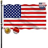 Heavy Duty Double Sided 3x5 US Flag - 3-Ply Polyester with Blackout Lining, UV Resistant, All Weather Outdoor/Indoor USn Flag with Reinforced Canvas Header and Brass Grommets VOLTA