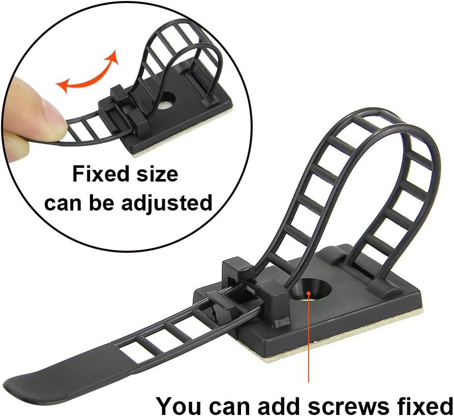 KBNIAN 20pcs Adhesive Cable Ties,Adjustable Self-Adhesive Nylon Cable Ties Multi-Purpose Cable Tidy Clips Nylon Cable Zip Ties and Adhesive Cable Clips for Computer TV USB Network Cables - Image 5