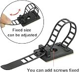 KBNIAN 20pcs Adjustable Nylon Cable Ties Self-Adhesive Cord Management Clips view 4