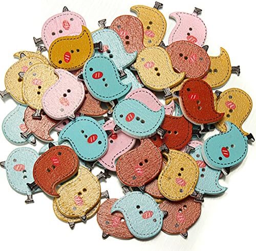 100PCs Mixed Wooden Buttons Sewing Accessories Scrapbooking Bird 2 Holes 26mmx 23mm Clothes Accessories
