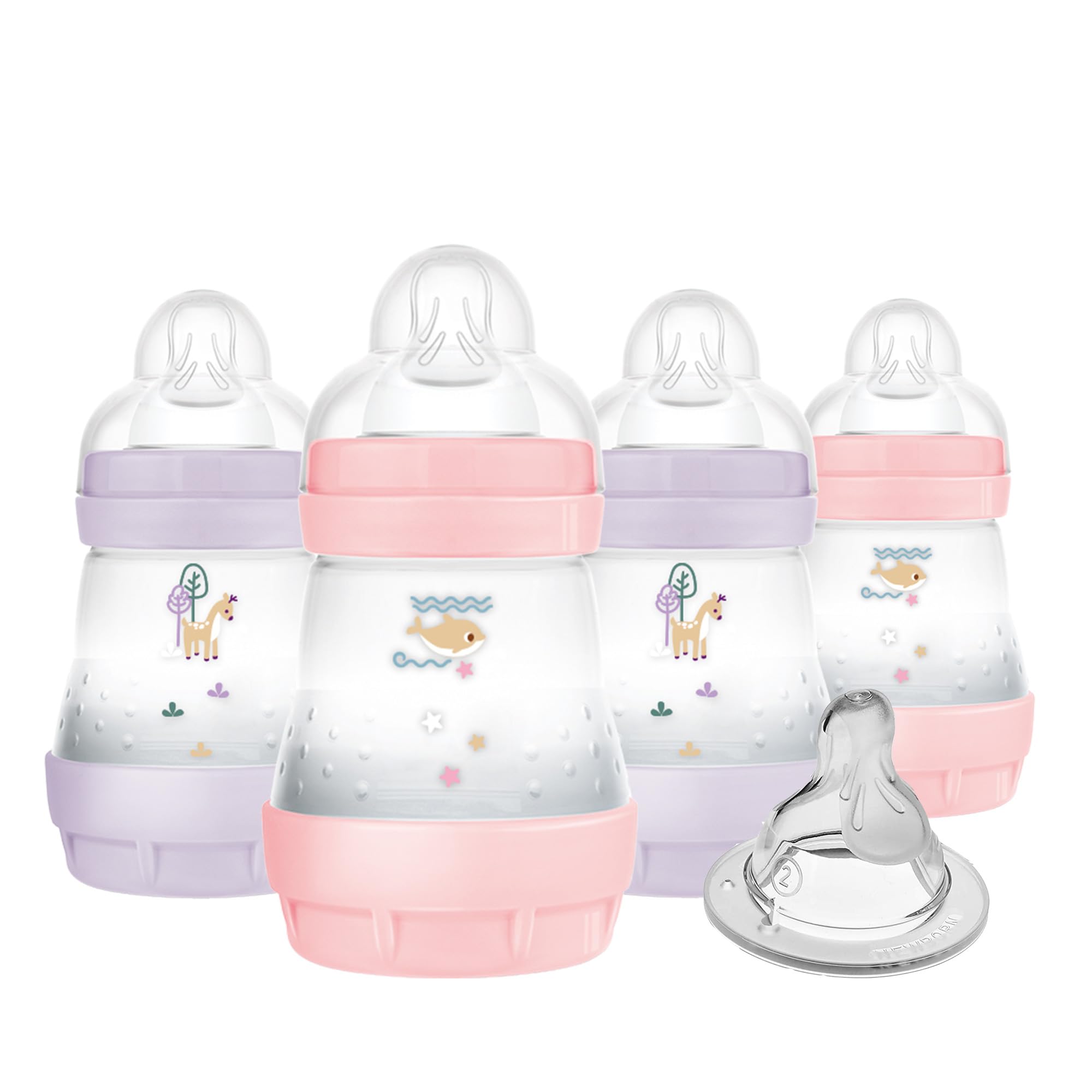 Photo 1 of MAM 5oz Easy Start Anti-Colic Baby Bottles, Slow Flow with Bonus Medium Flow Nipple, Reduces Colic, Gas, & Reflux, Easy-to-Clean, BPA-Free, Baby Bottles for Newborns, 0-3 Months