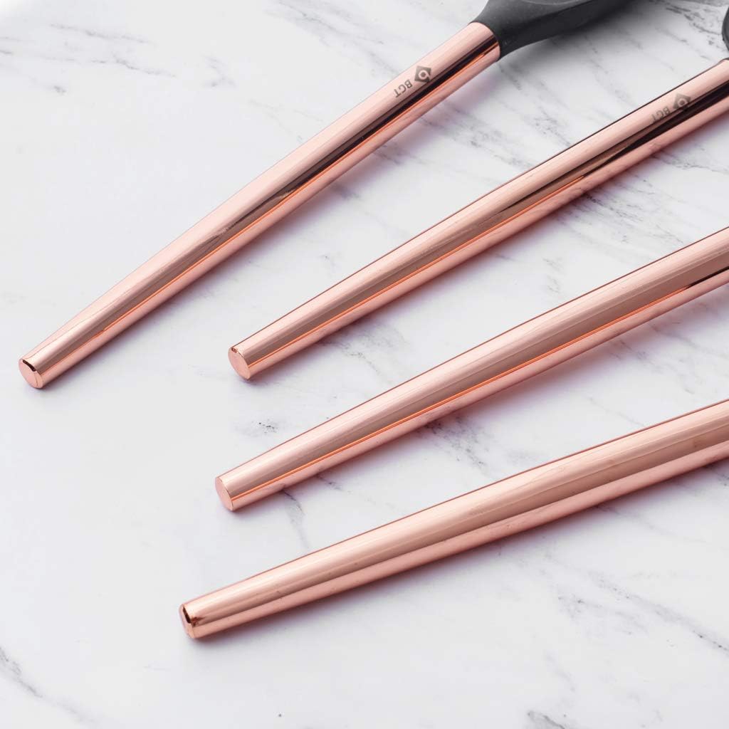 BGT 4 pcs Silicone Kitchen Utensils Set Black with Copper Coated Stainless Steel eBay