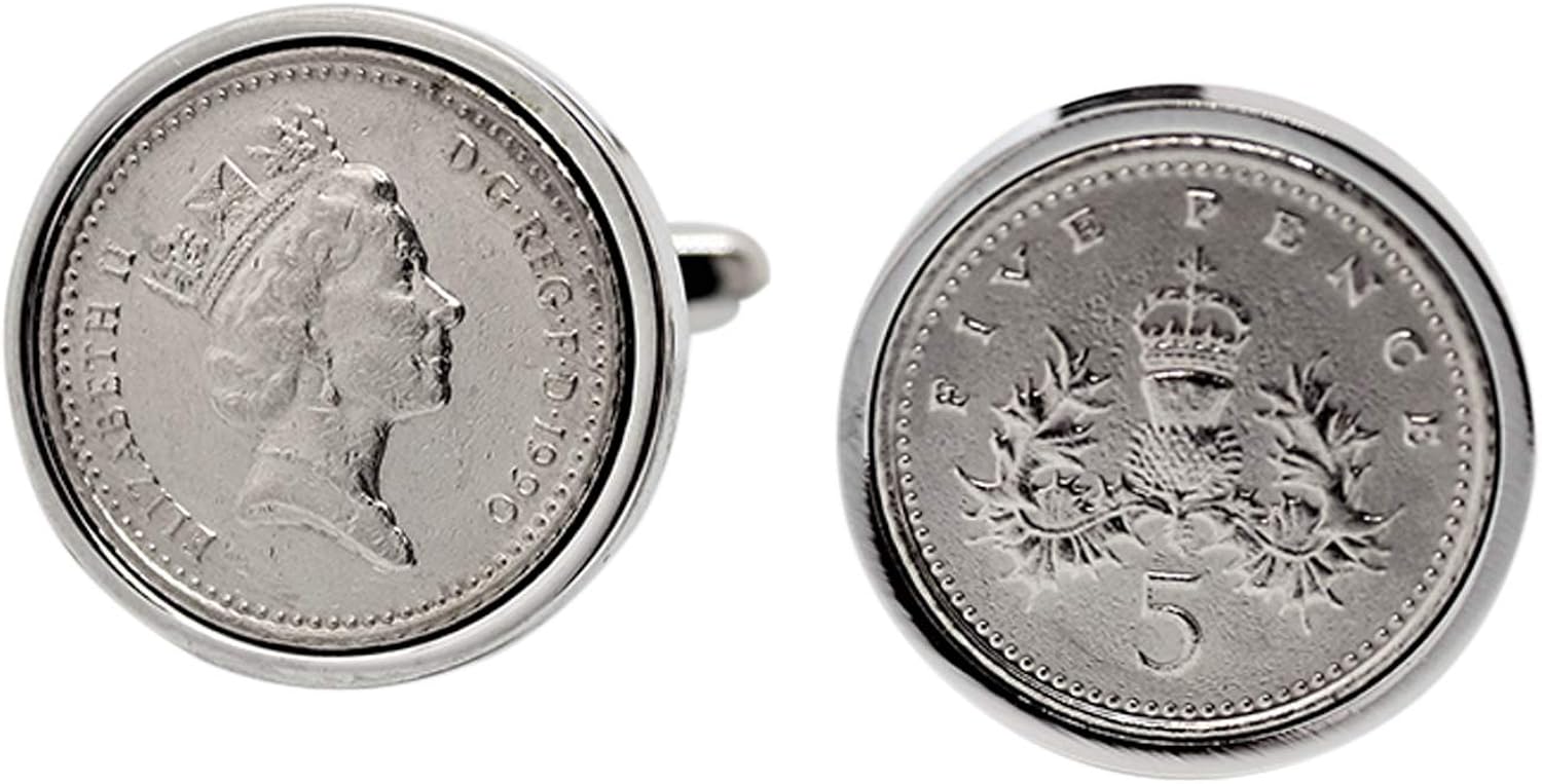 birthday cufflinks 1990 Wear or Gift a Piece of History - Genuine 1990 Coin