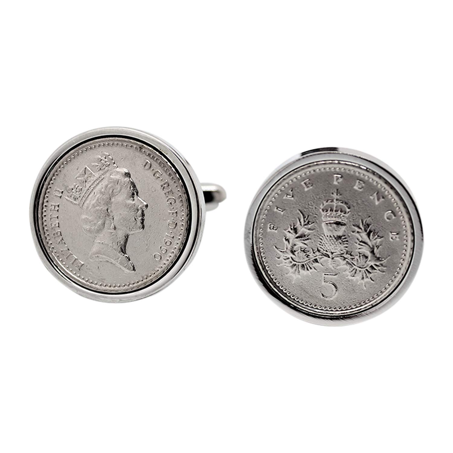 birthday cufflinks 1990 Wear or Gift a Piece of History - Genuine 1990 Coin