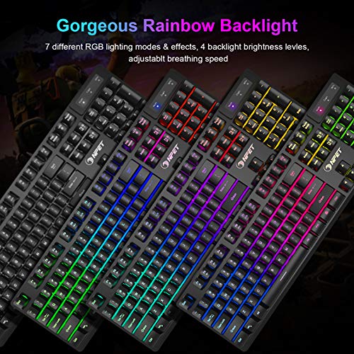 NPET K11 Wireless Gaming Keyboard, Rechargeable Backlit Ergonomic Water-Resistant Keyboard, 2.4G Wireless Ultra-Slim… - Image 3