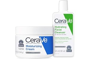 CeraVe Moisturizing Cream and Hydrating Face Wash Trial Combo | 12oz Cream + 3oz Travel Size Cleanser