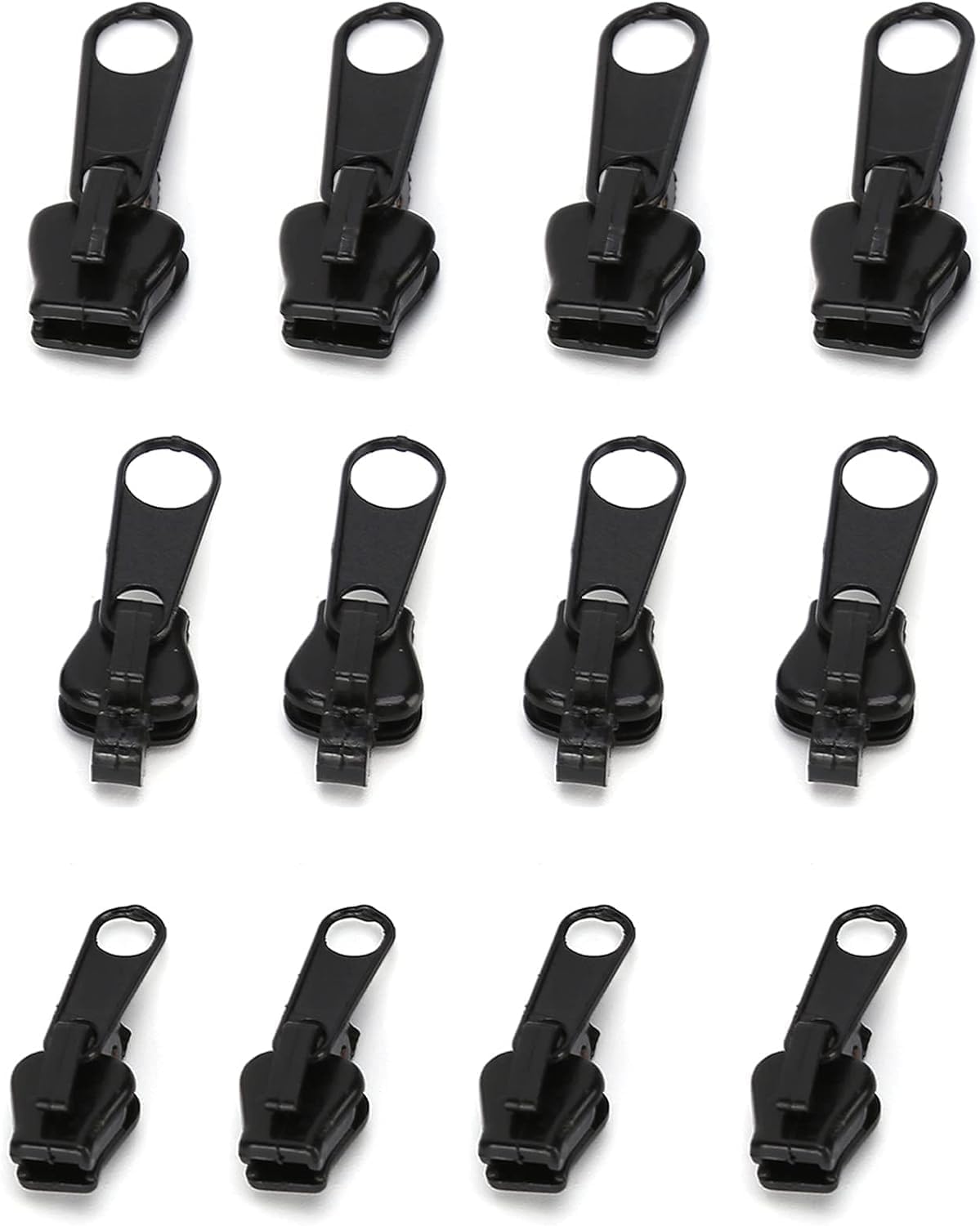 Photo 1 of 12Pcs Black Fix Zip Puller, Instant Zipper Set,Zip Slider Repair Instant Kit,Fix Zipper Removable Rescue Replacement Pack, for Sewing Clothes,Backpacks, Jacket Sewing Notions and Supplies,Fasteners