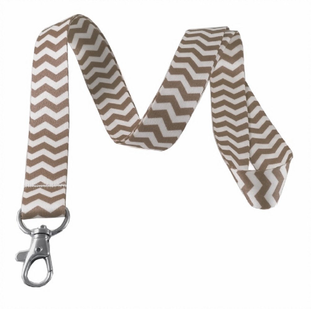 Brown Chevron Lanyard Key Chain Id Badge Holder