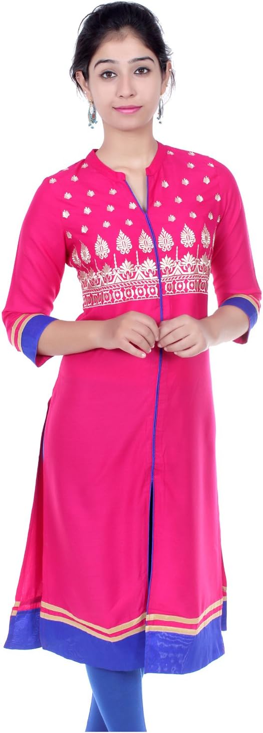 Indian Women's Embroidered Cotton Blend Kurti P Top