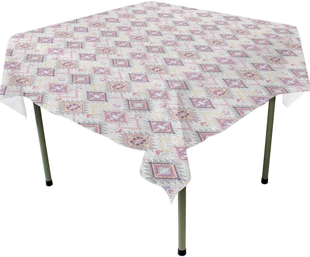 Square Tablecloth 70 x 70 Inch Vinyl Tablecloth Pastel Colored Ikat