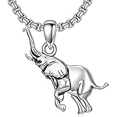 Lattd Elephant Necklace Sterling Silver Elephant Pendant Necklace Good Luck Animal Necklace for Men Women