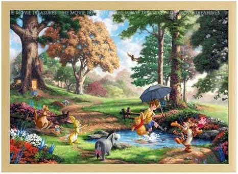 Amazon 装飾画 西洋絵画 ディズニー クマのプーさん トーマス キンケード Winnie The Poohポスター 部屋飾り インテリア絵画 木製ナチュラルフレーム付 部屋装飾 新築祝い 贈り物 33x24cm ウォールステッカー オンライン通販