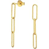 925 Sterling Silver Chain Link Dangling Earrings, Sold as a Pair