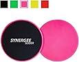 Synergee Core Sliders. Dual Sided Use on Carpet or Hardwood Floors. Abdominal Exercise Equipment