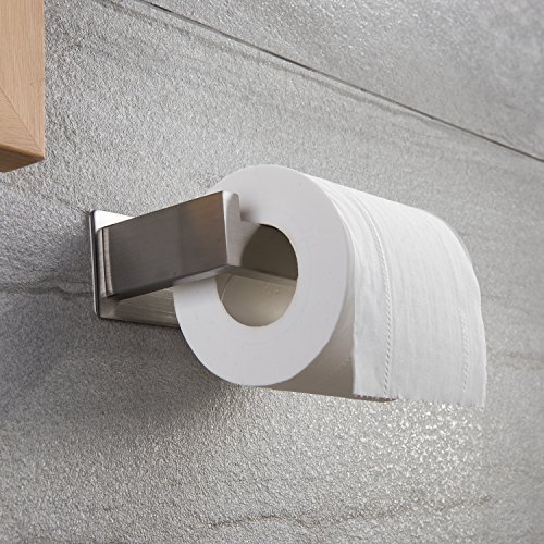 YIGII Toilet Paper Holder Adhesive - Self Adhesive Toilet Tissue Holder for Toilet Roll Bathroom Stick on Wall Stainless Steel Brushed