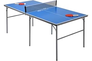 Goplus Portable Tennis Table, 100% Preassembled, Folding Ping Pong Table Game Set with Net, 3 Table Tennis Paddles and Ping P