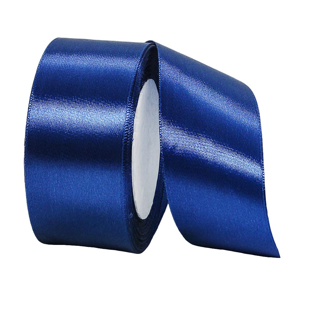 40mm Wide Thick Navy Blue Ribbon for Gift Wrapping,22m 1.5Inch Large Fabric Satin Ribbon Blue Bow for Gift Wrapping,Ribbons for Crafting,Hair,Bouquets,Wedding Car,Presents,Cake,Christmas Decorations