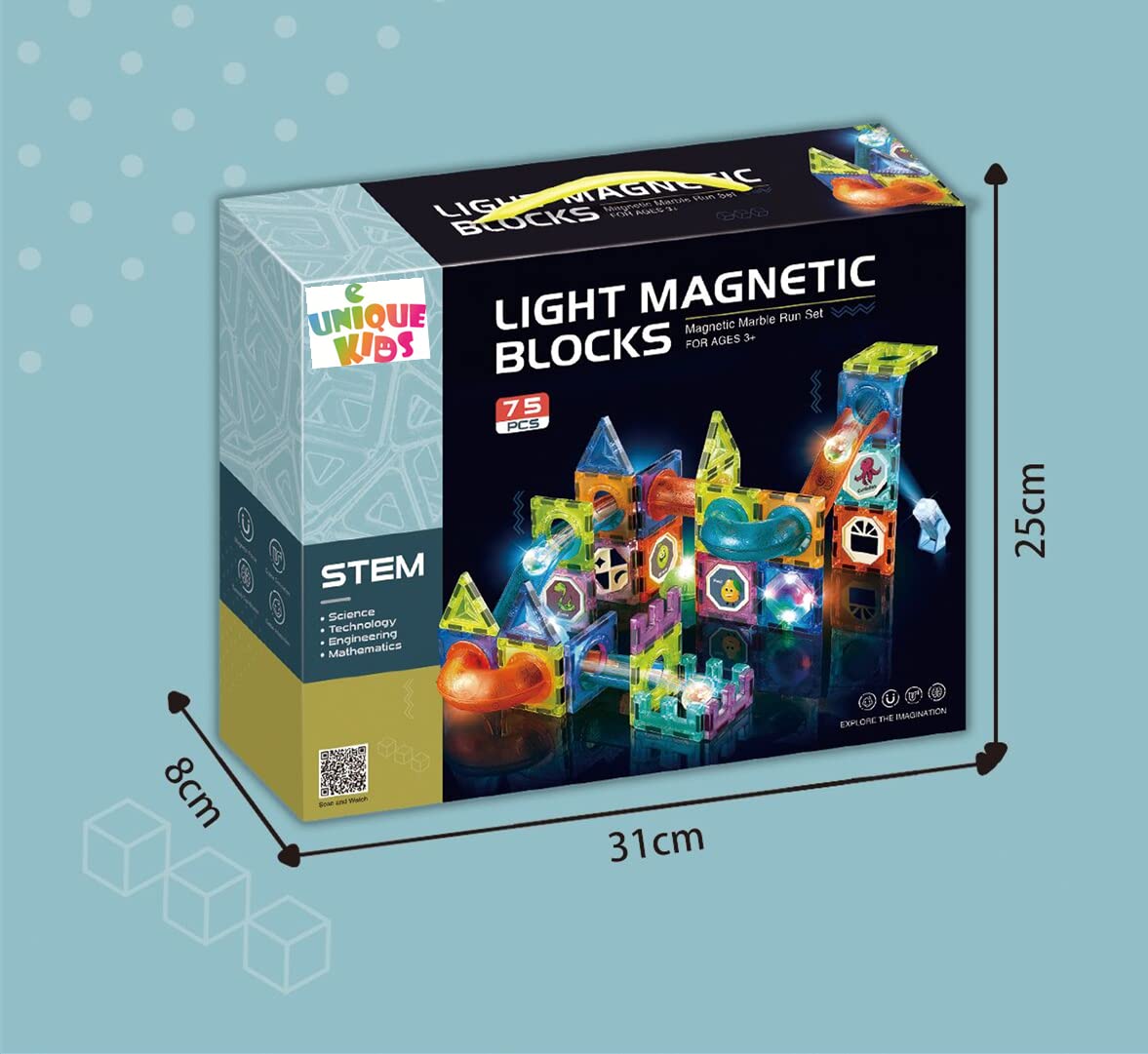 Magnetic Tiles Building Blocks with Marble Run - Engaging STEM/STEAM Toys for Boys and Girls - Perfect Christmas or Birthday Gift (75 pcs)
