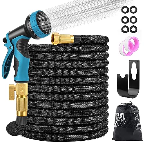 Manguera para Jardin,100FT/30M Manguera Expandible con Boquilla de 10 Funciones,3/4" Conectores de Latón,Manguera de Agua Flexible a Prueba de Fugas sin Torceduras,para Regar Flores,Lavado de Autos
