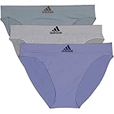 adidas Women's Seamless Bikini Underwear 3-pack, Silver Violet/Heather Grey/Silver Green, X-Large
