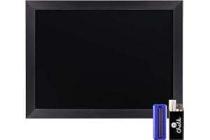 HBCY Creations 18" x 24" Rustic Black Solid Wood Frame Wall Chalkboard, Magnetic Surface, Home Décor, Restaurant & Café Menus, Blackboard, Includes Chalk, Eraser & Hanging Hardware