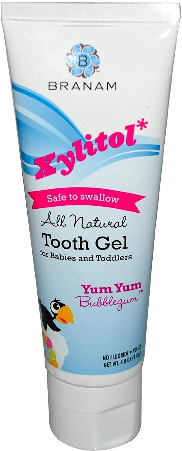 Branam Oral Health Xylitol Tooth Gel for Babies & Toddlers, Yum Yum Bubblegum, 4 oz