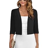 Heymoments Women's 3/4 Sleeve Kintted Shrugs Sweaters Cropped Cardigan for Dress