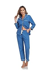 COLORFULLEAF Women's 100% Cotton Long Sleeve Pajama