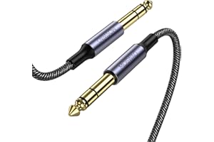 MOSWAG 6.35mm (1/4) TRS to 6.35mm (1/4) TRS Stereo Audio Cable 15 Ft Male to Male with Nylon Braided for Electric Guitar, Bas