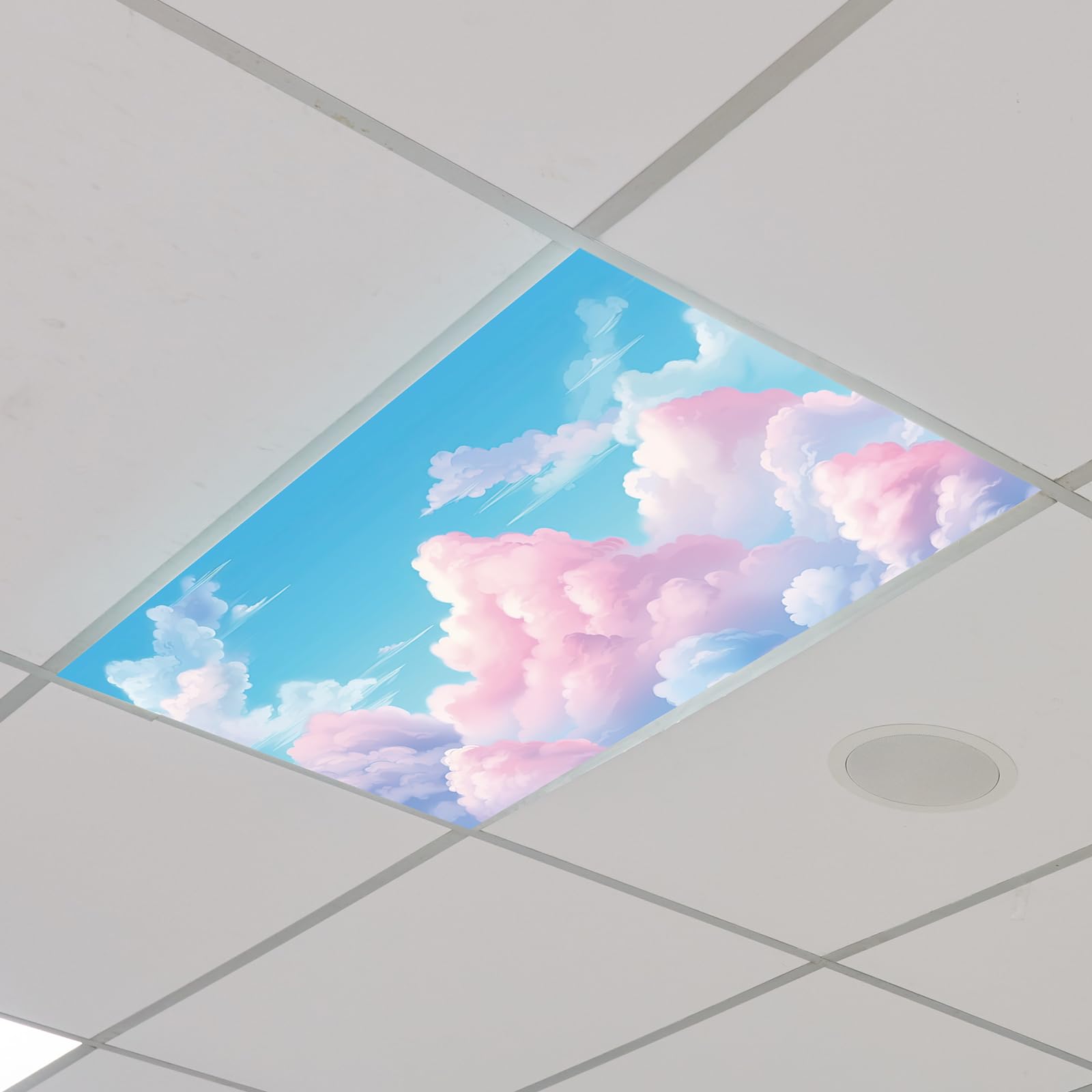 Photo 1 of Outus Fluorescent Light Cover Classroom Lighting Cover with 10 Magnets Light Filter Magnetic Ceiling Panel Decoration 2 x 4 ft (23.62 x 47.24 In) Reduce Glare for Office School(4,Pink Cloud)