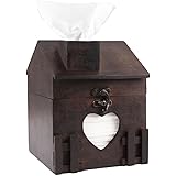 ZOHUMI Square Tissue Box Cover, Black Wood Toilet Tissue Box Holder, Decorative Chimney House Roll Paper Dispenser (Brown 1)