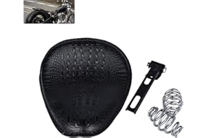 NATGIC Universal Motorcycle Crocodile Leather Saddle Solo Seat Cushion Spring for Har*ley/Honda/Yamaha/Kawasaki/Suzuki/Sport-ster/Bobber/Chopper (Black)