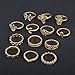 UHANGETH 13pcs Retro Rings Hollow Carved Flowers Joint Knuckle Rings Sets (Gold)