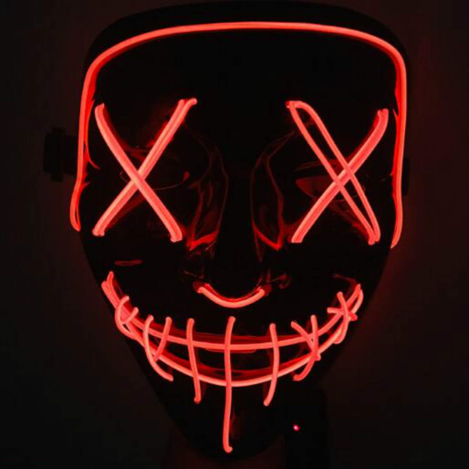 Voilamart LED Halloween Mask Halloween Scary Light up Mask EL Wire Mask Led Purge Mask for Halloween Cosplay Festival Party (Red)
