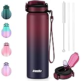 SLUXKE Stainless Steel Water Bottle with Straw, 24oz Insulated Water Bottle with Removable Strap, Leak Proof Metal Bottle Keep Drinks Cold or Hot, for Work, Sport, Outdoor