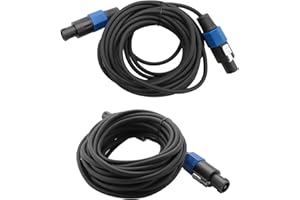 2 25 Ft Male Speakon to Speakon Cables Professional 12 Gauge AWG Audio Cord DJ Speaker Wire with Twist Lock