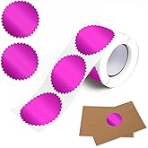 Embossing Stickers 2" Round Labels Purple Foil Blank Stickers Metallic Seals for Package, Graduation, Wedding Envelope, Certificate Wafer Seals with Serrated Edge 250 Sticker Per Roll