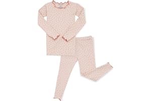 AVAUMA Baby Boy Girl Pajama Set 6M-7T Kids Cute Toddler Snug fit Flower Pattern Design Pjs Cotton Sleepwear Ruffled Shirring
