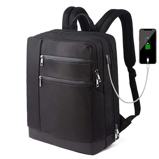 DYR Laptop Rucksack Schwarz Business Männlich USB-Lade Funktionsrucksack wasserdichte Freizeit Reiserucksack Männer, Schwarz